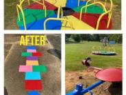 What a difference a coat of paint makes for the playground equipment at Newberger Park
